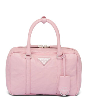 Prada Medium Antique Nappa Leather Top Handle Bag 1BB092 Pink