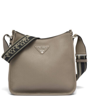 Prada Leather Hobo Bag 1BC073 Gray