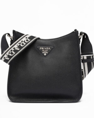 Prada Leather Hobo Bag 1BC073 Black