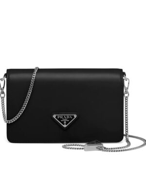 Prada Brushed Leather Shoulder Bag 1BD307 Black