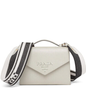Prada Monochrome Saffiano And Leather Bag Cream