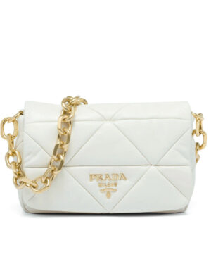 Prada System Nappa Patchwork Shoulder Bag 1BD328 White