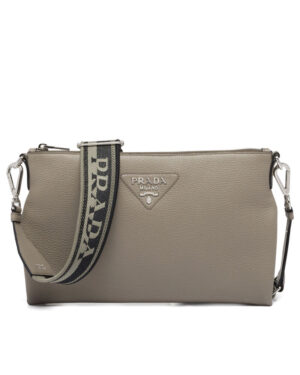 Prada Leather Shoulder Bag 1BH050 Gray