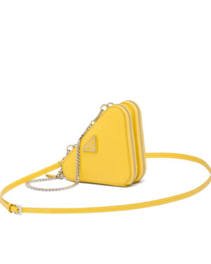 Prada Saffiano Leather Mini Pouch 1NR015 Yellow