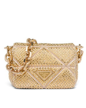 Prada Satin Mini-bag With Crystals 1BD329 Golden