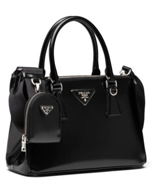 Prada Galleria Brushed Leather Small Bag 1BA896 Black