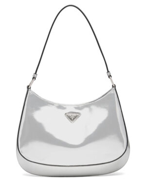 Prada Cleo Brushed Leather Shoulder Bag 1BC499 Silver