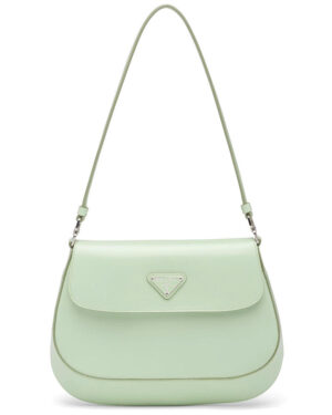 Prada Cleo brushed leather shoulder bag with flap 1BD311 Green