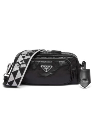 Prada Nappa Antique Leather Multi-pocket Shoulder Bag 1BH198 Black