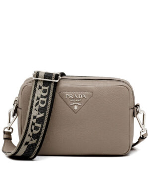 Prada Leather Bag With Shoulder Strap Cream Gray
