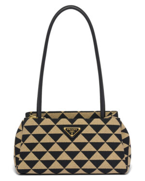 Prada Small Embroidered Fabric Prada Symbole Bag Apricot