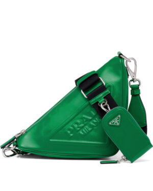 Prada Leather Triangle shoulder bag 1BH190 Green