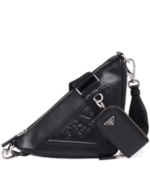Prada Leather Triangle shoulder bag 1BH190 Black