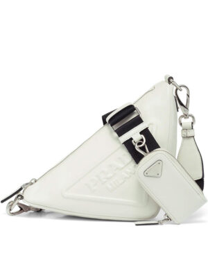 Prada Leather Triangle shoulder bag 1BH190 Cream