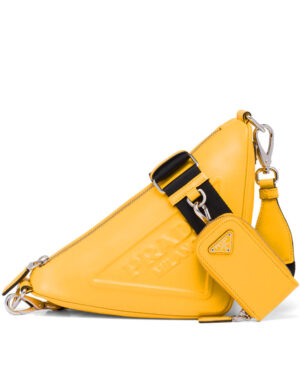 Prada Leather Triangle shoulder bag 1BH190 Yellow