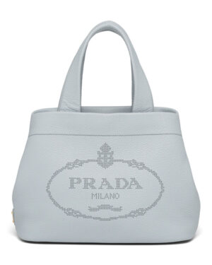 Prada Medium Leather Tote 1BG384 Gray