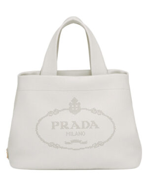 Prada Medium Leather Tote 1BG384 Cream