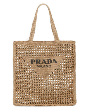 Prada Raffia Tote Bag 1BG393 Apricot
