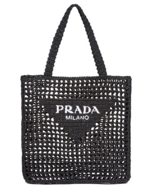 Prada Raffia Tote Bag 1BG393 Black