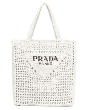 Prada Raffia Tote Bag 1BG393 Cream