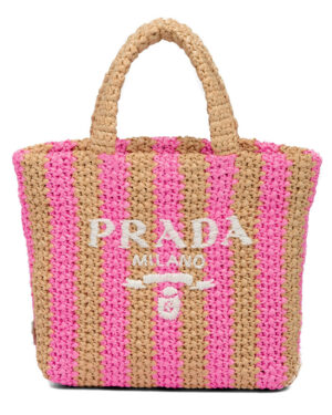 Prada Small Raffia Tote Bag Peachblow