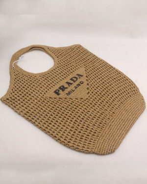 Prada Raffia Tote Bag Apricot