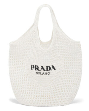Prada Raffia Tote Bag Cream