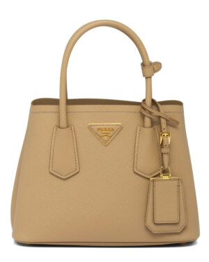 Prada Double Saffiano Leather Mini Bag Apricot