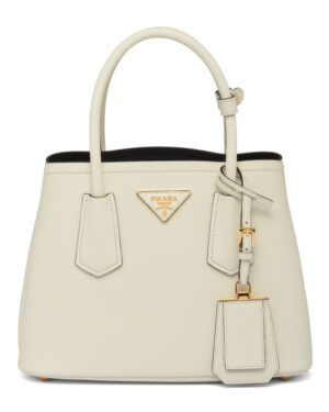 Prada Double Saffiano Leather Mini Bag Cream