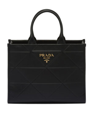 Prada Medium Leather Prada Symbole Bag With Topstitching 1BA378 Black