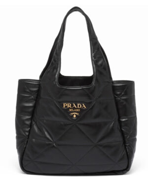 Prada Medium Nappa-leather Tote Bag With Topstitching 1BG450 Black