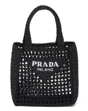 Prada Small Raffia Tote 1BG444 Black