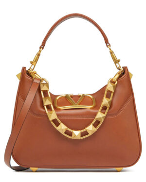 Valentino Garavani Stud Sign Hobo Bag Coffee