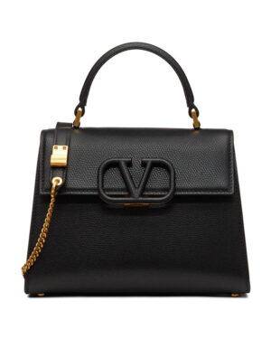 Valentino Garavani Small Vsling Grainy Calfskin Handbag Black