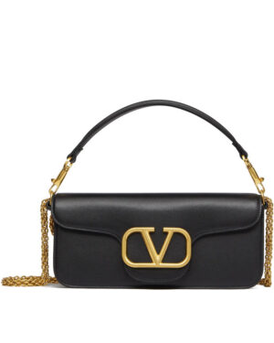 Valentino Vlogo Signature Calfskin Shoulder Bag Black