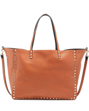 Valentino Garavani Rockstud Reversible Double-Sided Tote Bag Coffee
