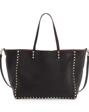 Valentino Garavani Rockstud Reversible Double-Sided Tote Bag Black