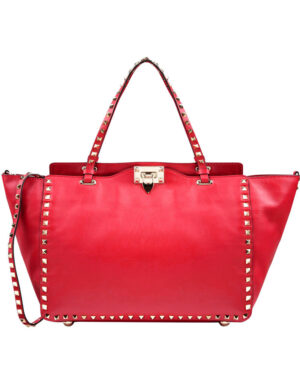 Valentino Large Rockstud Tote Red