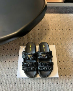 Prada Matelassé Nappa Leather Flatform Women's Slides