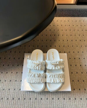 Prada Matelassé Nappa Leather Flatform Women's Slides