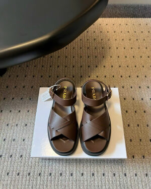 Prada Crisscross Platform Leather Women's Sandals