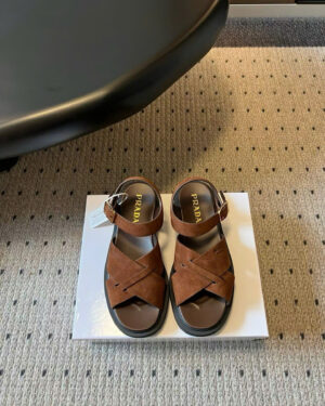Prada Crisscross Platform Leather Women's Sandals