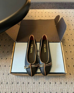 Prada Ribbon Leather Women's Flat Shoes