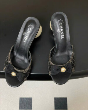 Chanel Coco Double C Logo Ribbon Women's Sandals