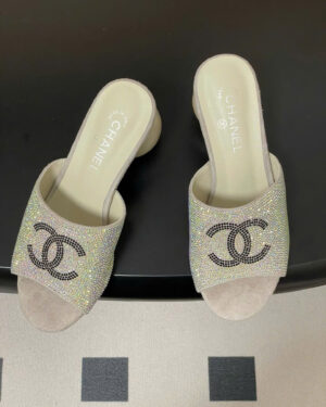 Chanel Coco Double C Logo Sequins Women's Sandals