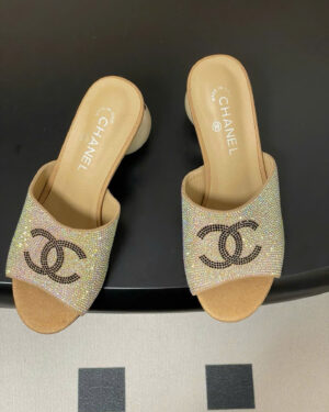 Chanel Coco Double C Logo Sequins Women's Sandals