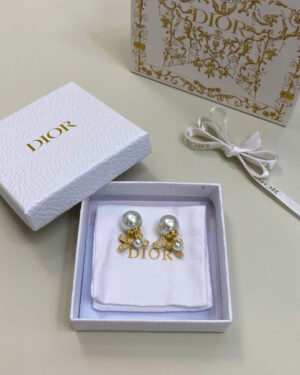 Dior CD Tribales Ribbon Pearl Earrings