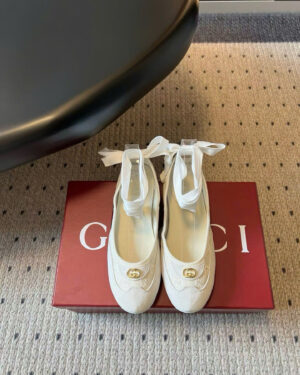 Gucci Women’s Shift Ballerina Flat in GG Canvas
