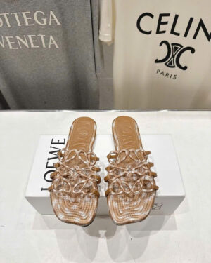 Loewe Petal Anagram Slide Embroidered Canvas