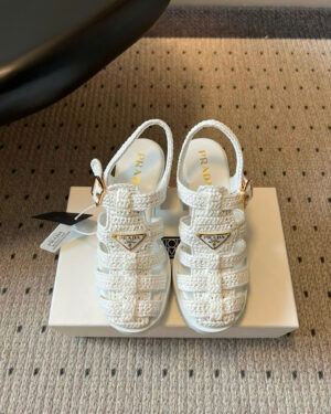 Prada Monolith Crochet Cage Sandals 9cm